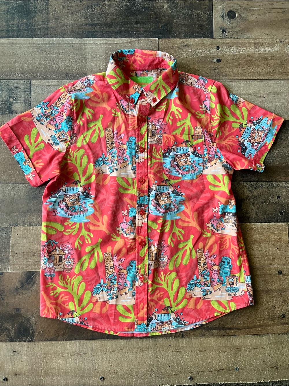 Nickelodeon x RSVLTS Kid's Spongebob Button-Down Short Sleeve Shirt | M